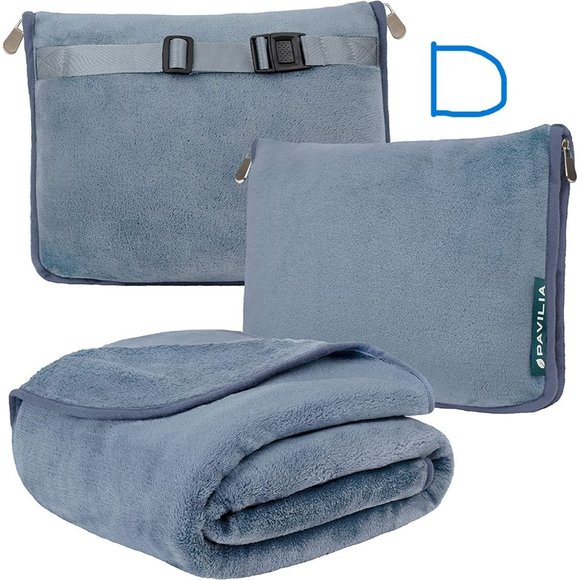 New Travel Blanket and Pillow, Dual Zippers, Clip On Strap, Warm Soft Fl… - Picture 2 of 13